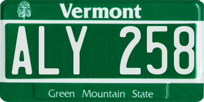 VT license plate ALY258