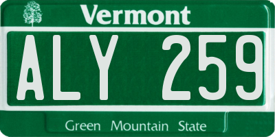 VT license plate ALY259