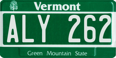 VT license plate ALY262