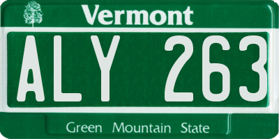 VT license plate ALY263