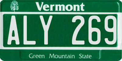 VT license plate ALY269