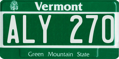 VT license plate ALY270