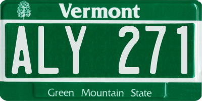 VT license plate ALY271