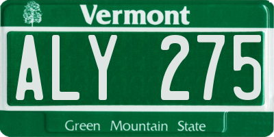 VT license plate ALY275