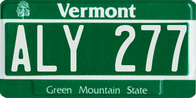 VT license plate ALY277