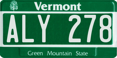 VT license plate ALY278