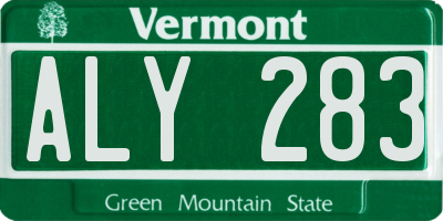 VT license plate ALY283