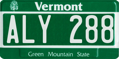 VT license plate ALY288