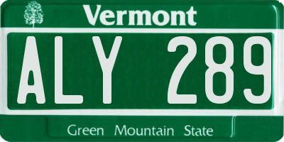 VT license plate ALY289