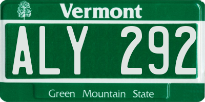 VT license plate ALY292
