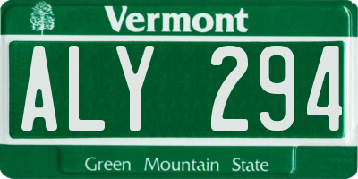 VT license plate ALY294