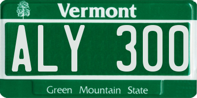 VT license plate ALY300