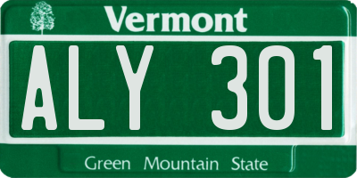 VT license plate ALY301