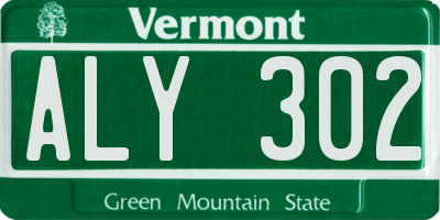 VT license plate ALY302