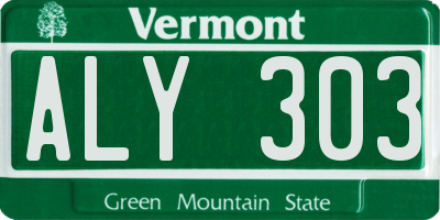 VT license plate ALY303