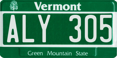 VT license plate ALY305