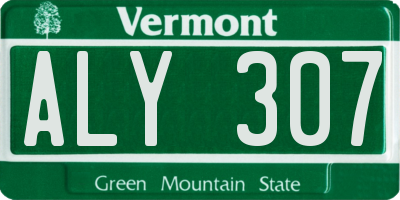 VT license plate ALY307