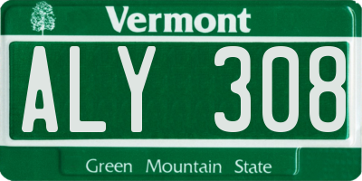 VT license plate ALY308