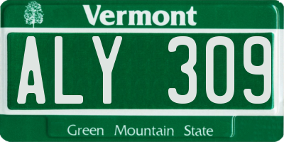 VT license plate ALY309