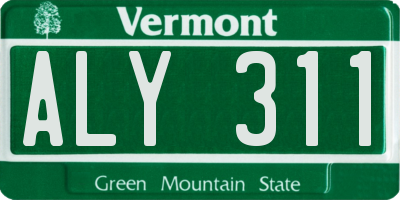 VT license plate ALY311