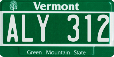 VT license plate ALY312