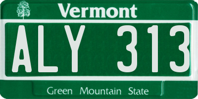 VT license plate ALY313