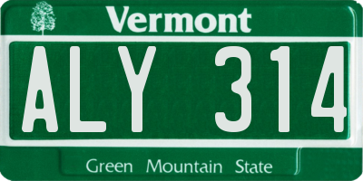 VT license plate ALY314