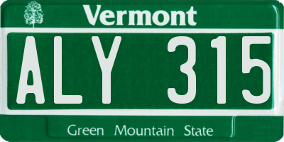 VT license plate ALY315