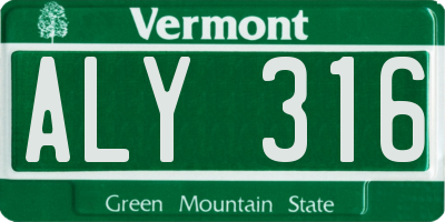 VT license plate ALY316