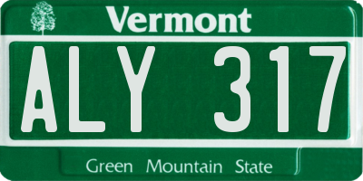 VT license plate ALY317