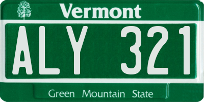 VT license plate ALY321