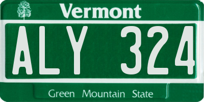 VT license plate ALY324