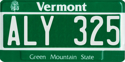 VT license plate ALY325