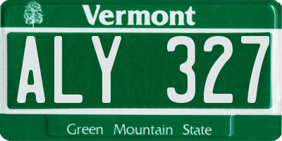 VT license plate ALY327
