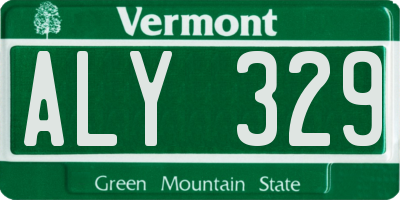 VT license plate ALY329