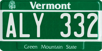 VT license plate ALY332