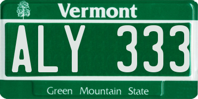 VT license plate ALY333