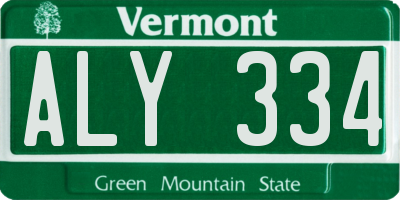 VT license plate ALY334