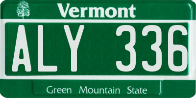VT license plate ALY336