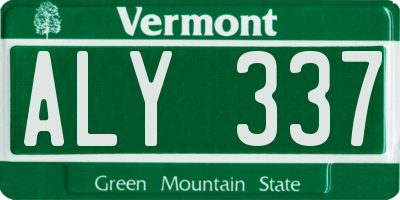 VT license plate ALY337