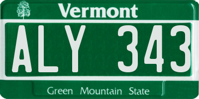 VT license plate ALY343