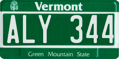VT license plate ALY344