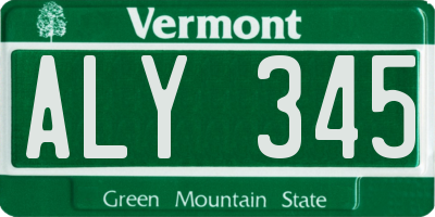 VT license plate ALY345