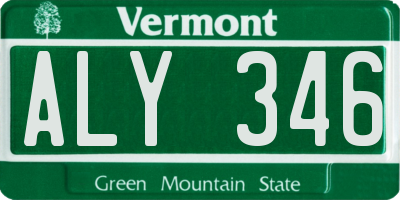 VT license plate ALY346