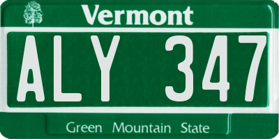 VT license plate ALY347