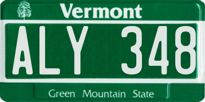 VT license plate ALY348