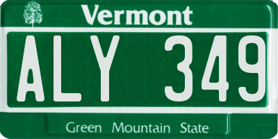 VT license plate ALY349