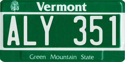 VT license plate ALY351