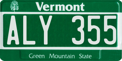 VT license plate ALY355