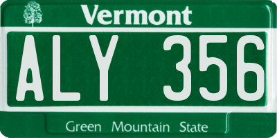 VT license plate ALY356